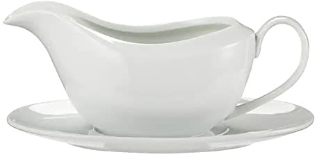 Acense Porcelain Gravy Boat & Saucer Set: Cream & Milk Jugs, Mini Milk Jug with Lid, Small Glass Jug & Glass Milk Jug for Serving Gravy, Sauce or Stew in Style!