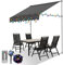 Gimisgu Store Balcon Rétractable avec Manivelle, 200x120cm Auvent Réglable en Hauteur, Auvent avec guirlandes Lumineuses LED Solaire de 5 m, sans perçage, Résistant aux UV, Gris M8458-EM-1x