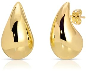 PANSHI Goldene Ohrringe, Dupes, klobige Gold-Creolen für Damen, Teenager, trendige, hypoallergene Ohrstecker, Ohrstecker, Schmuck, Gelbgold, Kein Edelstein