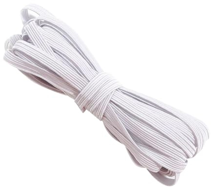 JIHUOO Banda elástica de costura de 0.47 pulgadas, banda elástica de punto plano, cuerda elástica para manualidades, cuerda elástica para ropa, banda de goma blanca