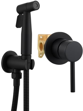 Mischbatterie Badewanne Schwarz Bidet Sprayer For Toilet Bidet Handbrause Mit Mischbatterie Warm- Und Kaltwasser-Boosterspülung,Schwarz,Einzelsteckdose