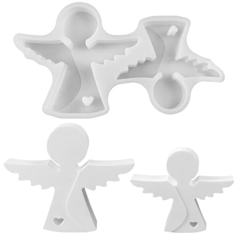 1/2 Stück Ostern Silikonformen Gießformen Engel, Silikonform Engel,Silikon GießForm Engel,Gipsformen zum GießEn,Kerzengel Transparent zum GießEn für Kerzen, Seife, Gips, Handwerk (Liebender Engel)