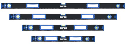 Profi Wasserwaagen Set 4-tlg Aluminium 3 Libellen 60 + 80 + 120 + 200 cm Richtwaage Lineal Magnetisch 2 Griffe Messwaage Bauwaage Messtoleranz: 0,5mm/m