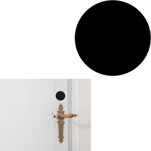 YAZANY Key Hole Cover Plate, 2Pcs Repair Escutcheon Door Lock Cover Door Plate, Blank Self Adhesive Fix Satin Stainless Steel with Black PU Waterproofing 30mm Diameter