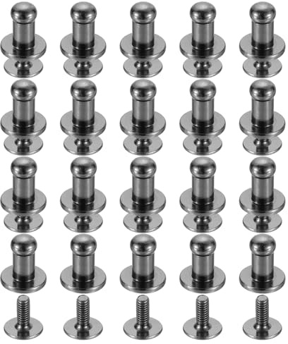 QUARKZMAN 20 Stück Messing Kugelkopf Nieten, 4mm Durchmesser Hohlnieten Ledernieten, Schraubverschluss Knopf Nippelniet für Leder DIY Lederhandwerk, Schwarz