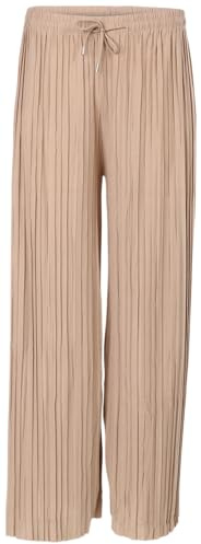 malito more than fashion dam veckade byxor – lösa mjuka flödande chiffongbyxor – långa sommarbyxor – trendiga Marlenebyxor 883, Fango, S/M