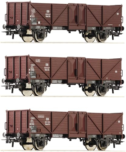 6600075 H0 3er Set offene Güterwagen Omm 34, DB, Ep.III
