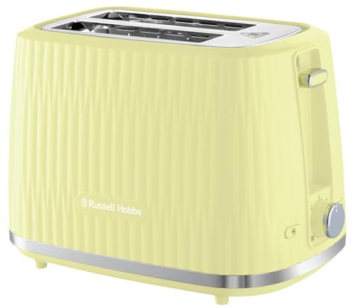 Russell Hobbs Eden 2 Slice Toaster (6 Browning settings, High lift feature, Frozen, reheat, cancel functions, Removable crumb tray, 800W, Lemon) 27373