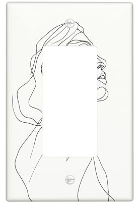 Minimalism Light Switch Cover Plate,Black White Line Art Single Rocker Wall Plates,Spring and Summer Wall Decor,Modern Aesthetic for Home, and Standard Size Single Rocker