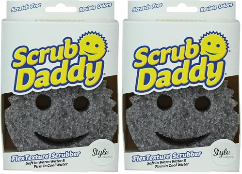 Scrub Daddy Original Esponja Scrub Daddy, Estropajo Cara Sonriente Limpieza Anti-Rayaduras, Esponja Lavable Antibacteriana y Reutilizable para Cocina y Baño, con Tecnología Flextexture - Gris