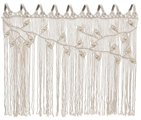 gegeweeret Türvorhänge Vorhang Wandbehang Handgemachte Boho Bohemien Vorhänge Aushöhlen Aushöhlen für Hochzeit Hintergrund Fenstervorhänge Home Wanddeko (Beige)