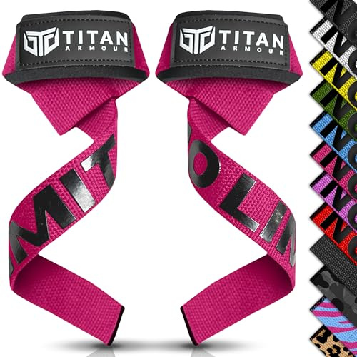 Titan Armour® Gewichthebergurte, extra lang, mit Neopren gepolstert, strapazierfähig, Kreuzheben, Anti-Rutsch-Gel-Option, Fitness-Zubehör, Männer und Frauen