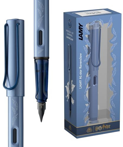 Lamy AL-star Harry Potter Ravenclaw Füller – Special Edition Füllhalter mit Gravur des Hauses - Stahlfeder in Strichbreite M – leichtes Aluminiumgehäuse – inkl. Tintenpatrone T10 blau – Rechtshänder