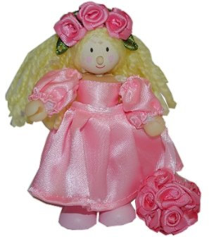 alles-meine.de GmbH Biegepuppe Holz - Mädchen Fee rosa Bluemstreu Kind - Budkins für Puppenhaus und Puppenstube