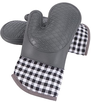 Cabilock Guanti Per Forno A Microonde - Set Di 2 Guanti Isolanti in Silicone Grigi Utensili Da Cucina Per Cucinare Cuocere Forno Barbecue