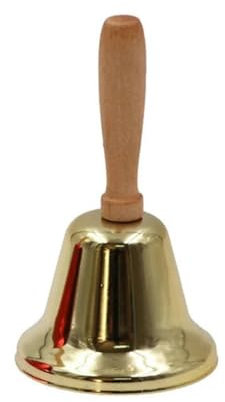 Weihnachtsglocken aus Holz, knackiger Ton, Weihnachtsmann, Schul-, Hochzeits- und Partydeko, goldfarben, 12 x 6,3 cm