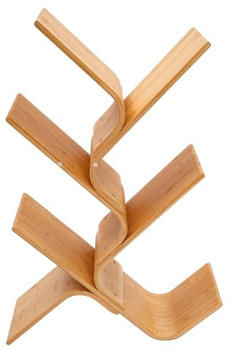 Dettchan Bücherregal 5-stöckiges Bambus Bookshelf Bamboo Tree Stand Book Holder Modern Standing Bookcase Stehendes Regal modernes freistehendes für Wohnzimmer Schlafzimmer Home Arbeitszimmer
