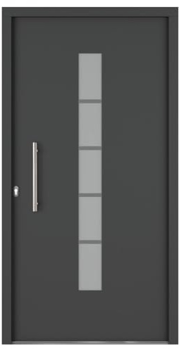 HORI Haustür Eingangstür Aluminium Kunststoff Komplettset - Haus Eingangstür mit 5-fach Verriegelung - Wärmeschutzglas - Farbe: Anthrazit (innen Weiß) - DIN Links - Modell: Chain - 200 x 100 cm
