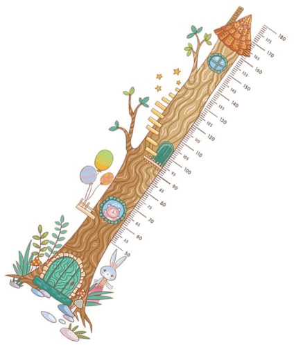 ibasenice 1blatt Wachstumsdiagramm Für Selbstklebendes Höhenmessung Sticker Tiermotiv Für Babyzimmer Und Kinderzimmer Zur Dekoration Höhenmessung Baumhaus
