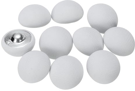 QUARKZMAN 10 stycken tygtäckta knappar set, 20 mm metallskaft runda öljetter tygknappar, pysselknappar, ersättningsknappar för gör-det-själv för sömnad, kläder kostymer rockar blusar tröjor, silvergrå