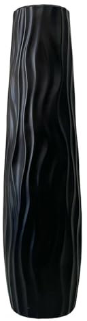Wilitto Tall Floor Vase,Large Floor Vase Tall Decorative Vases Textured Shatterproof Floors Standing Vases for Home Living Room Study Decor Black