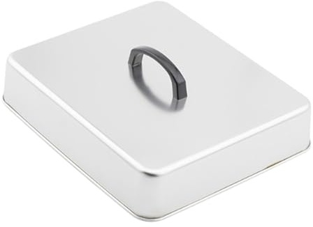 Gralara Dôme de Cuisson en Acier Inoxydable 201, Cloche Plancha Multifonction avec Poignée Anti-Chaleur, Couvercle pour Aliments, Accessoire Rectangulaire pour Barbecue, 33x28.2x6.6cm