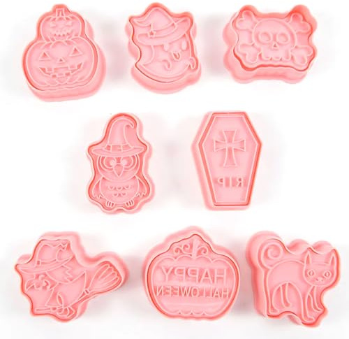 Halloween Ausstechformen Set, 8 PCS Halloween-Keksausstecher, Ausstechformen für Halloween, Kunststoff, Cookie Backen Form
