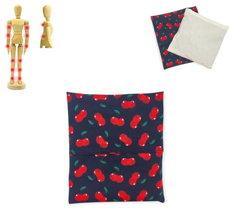 Saco semillas Cherries - black, saco con huesos de cereza, saco semillas microondas, saco térmico, frío y calor, bolsa microondas, funda lavable, 17x21cm, 250gr