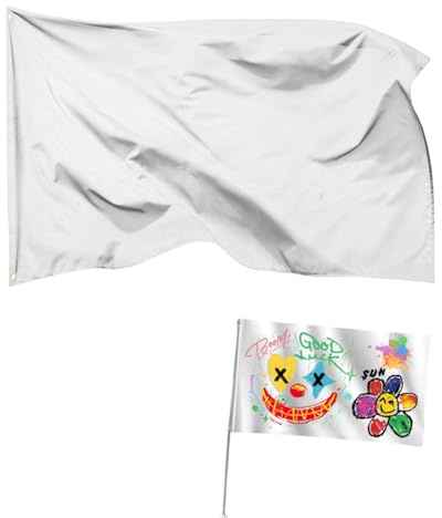 HUVZOR Bandiera personalizzata,90x150 cm striscione personalizzato,Bandiera bianca resistente alle intemperie con occhielli integrati e doppio bordo,Bandiera bianca da dipingere e scriverci,Poliestere