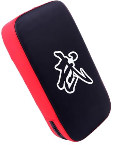 Gatuida Coussin De Boxe Épais Noir Et Rouge en PU, Cible De Frappe pour Arts Martiaux, Protection De Jambe Sangle Adhésive, Équipement D'entraînement pour Kickboxing, Taekwondo Et Muay Thaï