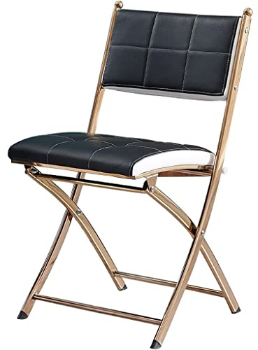 Fällbar stol Ergonomisk vikbar kontorsstol Hemma fritidsstol, rostfritt stål fällstol, hög rygg kommersiell stol, för datorträning (färg: svart, storlek: 45 * 47 * 83 cm) LWX