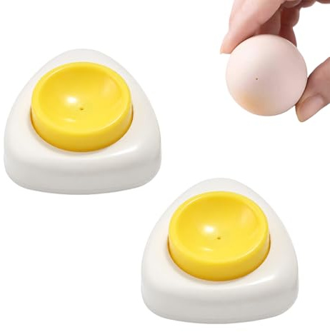 QIHAWN 2Pcs Semi-Automatic Egg Pricker with Safety Lock for Boiled Eggs | Stainless steel needle & plastic body, semi-automatic, safety lock, reduces cracking, eases peeling, 2 pack for kitchen prep