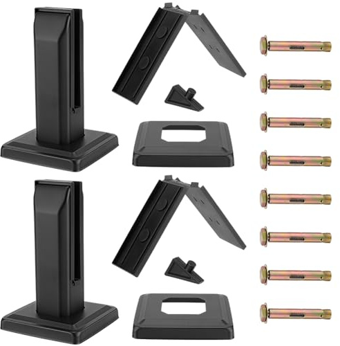 AHANDMAKER Lot de 2 pinces carrées en acier inoxydable 304 pour garde-corps en verre - Noir - Pour piscine, clôture, terrasse, balustrade, balcon, terrasse, escaliers, intérieur et extérieur