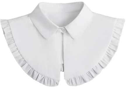 Autunno Donna Risvolto Falso Colletto Scialle Top Vintage Arricciato Collo Mantella per Camicia Elegante Colletto Staccabile 42 cm(White)