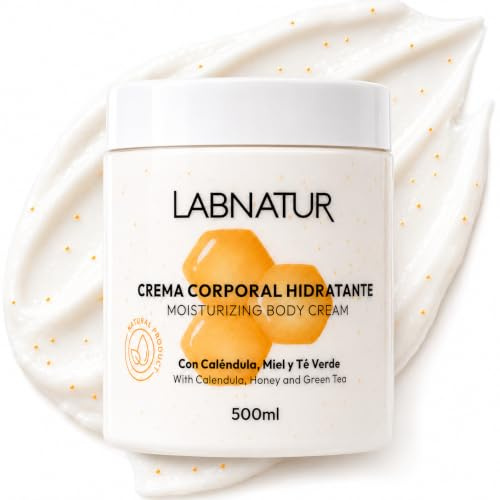 Crema Corporal con Perlas de Vitamina E, Caléndula y Miel - Labnatur 500 ml | Hidratación profunda y duradera | Fórmula propia | Té Verde antioxidante | Rápida absorción | No grasa | Hecho en España