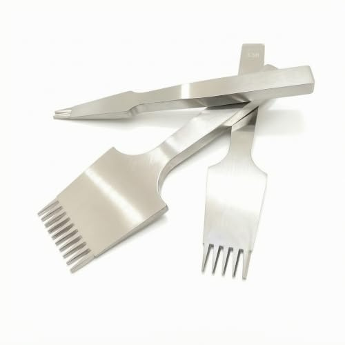 Harilla Punch Set Set Punzoni per Forchetta Trincetto per Cucitura in Acciaio Inossidabile Struttura Unica Denti Angolati 3.38mm Adatto per Cucito a Mano Creazioni in Cuoio Fai da Te Laboratorio