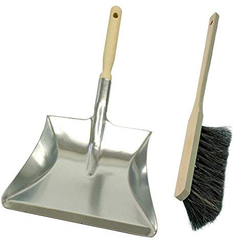 Brushmann Large Dustpan / Hand Shovel and Long Handled Hand Brush Set (Soft Bristle Dark)