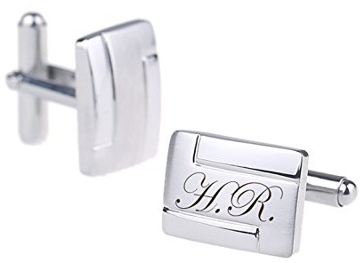 aplusashop ID Manschettenknöpfe mit Gravur nach Wunsch Edelstahl, Hochzeit, Business NEU 01 mit Box