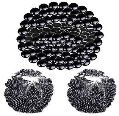ARSUK Ciottoli di Vetro Pietre Decorative Perline Pepite Gemme Tessere Mosaico per vasi Ciotole da Giardino Artigianali Acquario (170-180 ciottoli Neri)