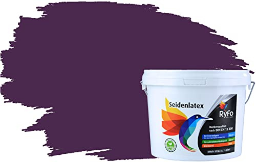 RyFo Colors Seidenlatex Trend Violetttöne Dunkelviolett 3l - bunte Innenfarbe, weitere Violett Farbtöne und Größen erhältlich