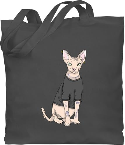 Shirtracer - Baumwolltasche - Katzenbesitzer Geschenk Katze - Tattoo Sphynx-Katze