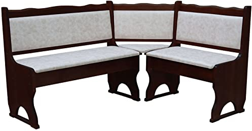 k koma Imbottitura Panca angolare in legno di pino, colore noce con imbottitura in legno massello – ECOPELLE BEIGE II (140 x 180)