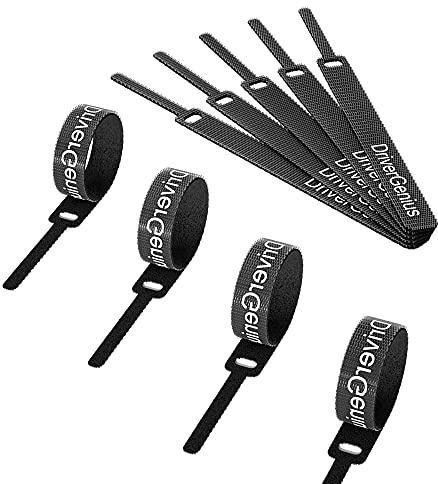 DriverGenius Återanvändbara Kabelbindare (Svarta) - 40 St Armbånd med Klettband Justerbara för Kabeln - För Skrivbord, Spelbord, Routers och Set-Top-Boxar