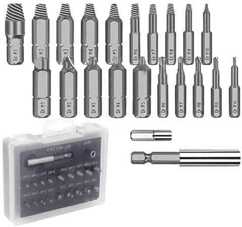 22 Pezzi Set di Estrattori Viti Danneggiate, Estrattore Viti e Rimozione di Bulloni Rotti, Estrattore Viti Danneggiate con Estensione Magnetica e Adattatore per Presa, Set di Punte per Cacciavite