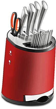 Blocs Couteaux Vides Stérilisable avec Taille-crayon,Amovible pour un Nettoyage Facile avec Fentes pour Ciseaux et Vaisselle Support de Couteaux Multifonctionnel Support de Rangement de Cuisine,Rouge