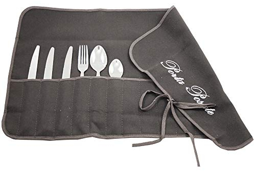 Magie di Casa Besteckhalter aus Stoff, 35 x 62 cm, Bestickt – 1 verpackt – Made in Italy (Grau)