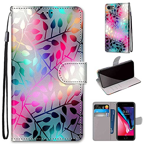 TOMYOU Hülle für iPhone 7 / iPhone 8, Glas | Standfunktion, Kartenfach, Magnetisch, Stoßfeste Schutzhülle, Flip Leder, Klapphülle
