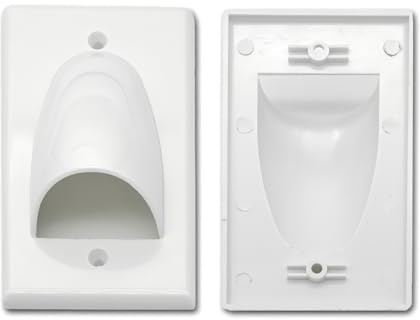 Halokny 2 Pack Single Gang Recessed Multimedia Bundled Cable Wall Plate Face Plate Panel, White(2 Pack 1-Gang Wall Plate)