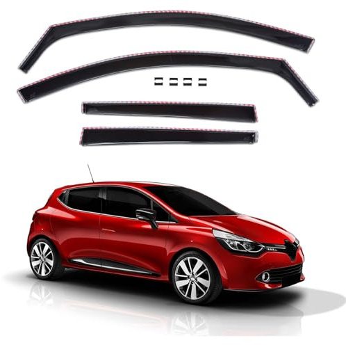 J&J AUTOMOTIVE GD Déflecteurs d'air et de Vent pour Renault Clio 4 Grandtour Beak 2012-2019, Ensemble 4pcs, Teintés, Avant et Arrière, Aérodynamique