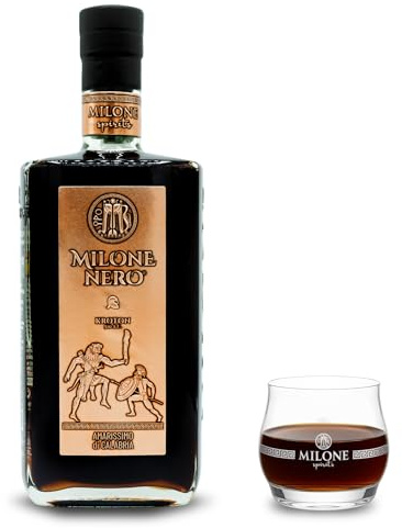 Amaro Milone Nero, 70 cl – Amarissimo di Calabria (35% Vol.) – Liquore Artigianale per Palati Esigenti – Premiato per Design e Gusto Intenso